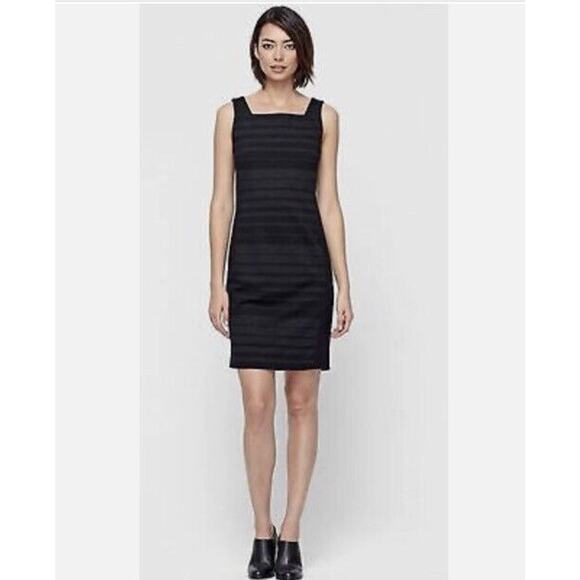 Eileen Fisher Mini Dress Sleeveless Square Neck Black & Gray Knit Sheath size 6 - Picture 3 of 12